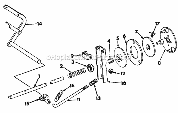 Clutch Diagram and Parts List for 70  Cub Cadet Lawn Tractor